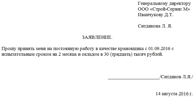 Заявление о приеме на работу: образец 2022 года, как составить