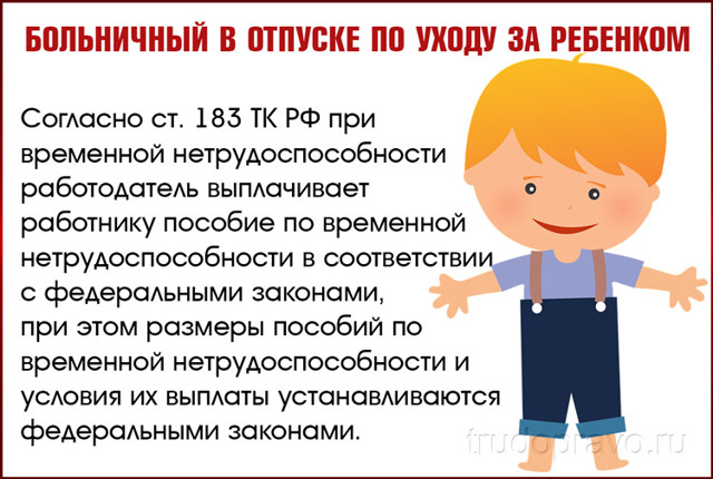 Больничный лист во время отпуска по уходу за ребенком: оплата, расчет, продление отпуска