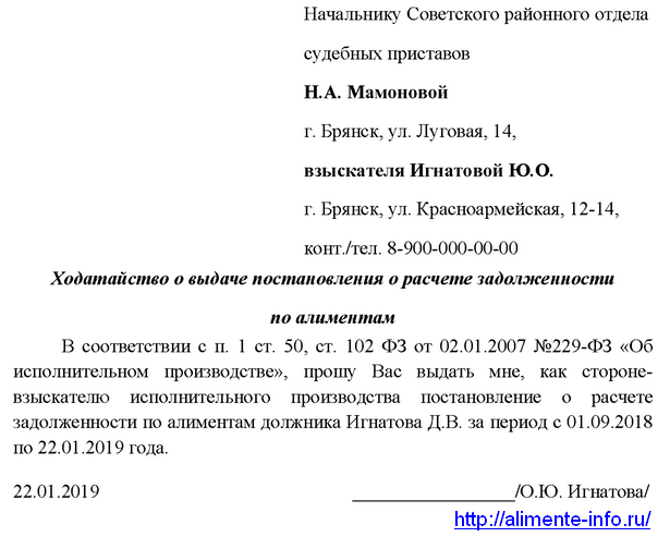 Расчет задолженности по алиментам: образец 2022