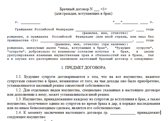 Форма заключения брачного договора и требования к содержанию