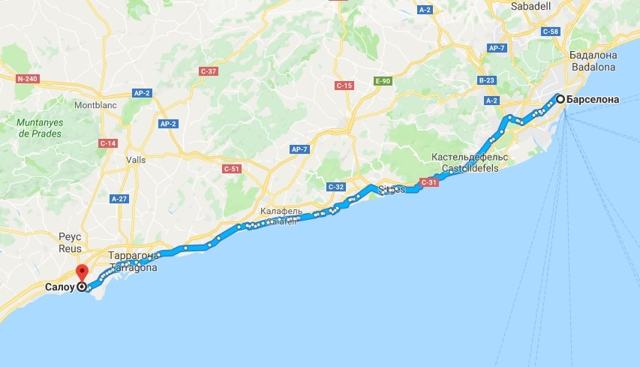 Расстояние от Барселоны до Салоу на машине и на автобусе в км: сколько ехать на поезде по времени в Испании